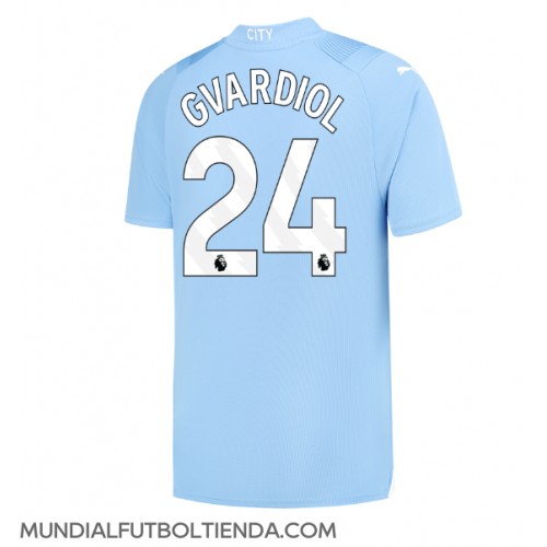 Camiseta Manchester City Josko Gvardiol #24 Primera Equipación Replica 2023-24 mangas cortas